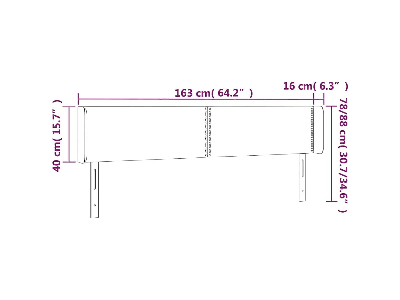 Mueble cabecero | Cabezal de cama | Cabecero con LED de tela marrón oscuro 163x16x78/88 cm