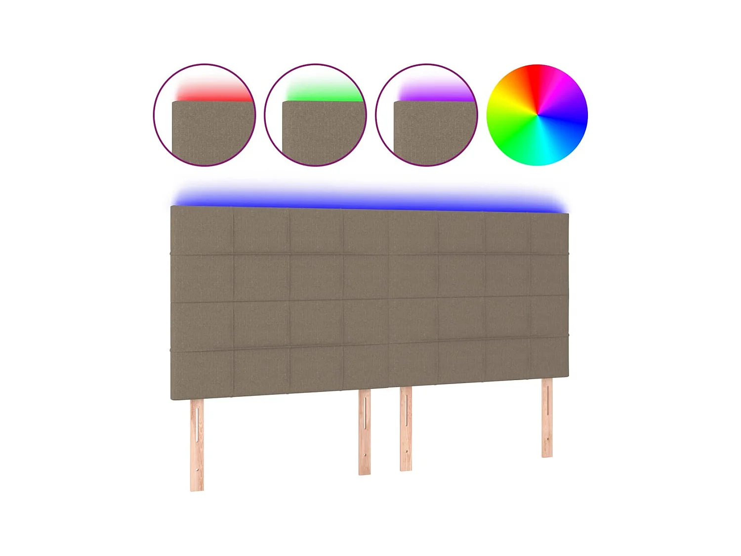 Tête de Lit | Panneau de tête pour lit Moderne à LED Taupe 160x5x118/128 cm Tissu