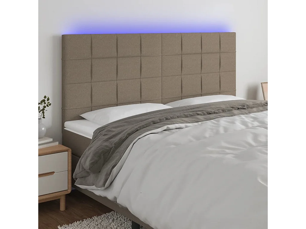 Hoofdbord | Hoofdeinde LED 160x5x118/128 cm stof taupe
