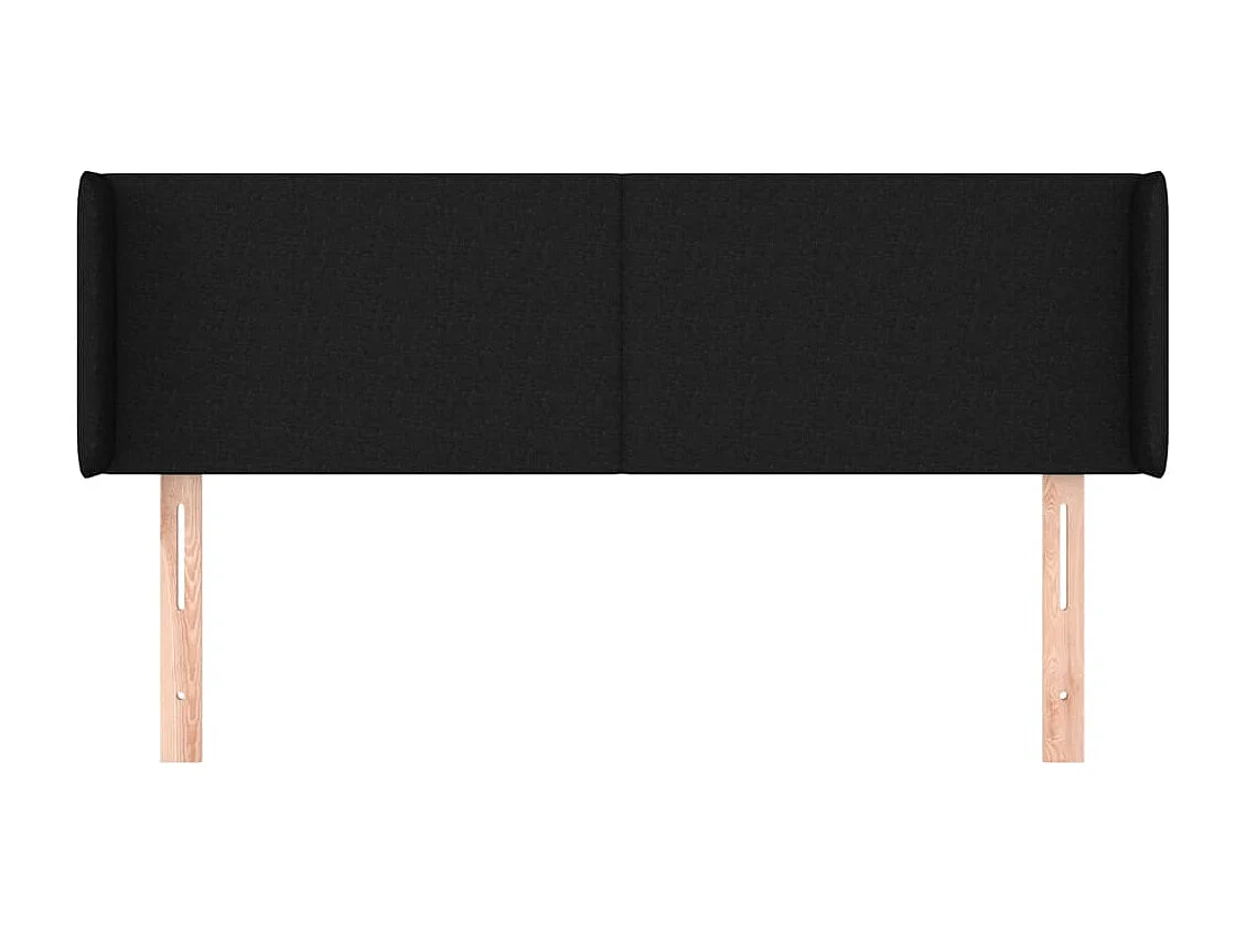 Tête de Lit | Panneau de tête pour lit Moderne avec oreilles Noir 147x16x78/88 cm Tissu
