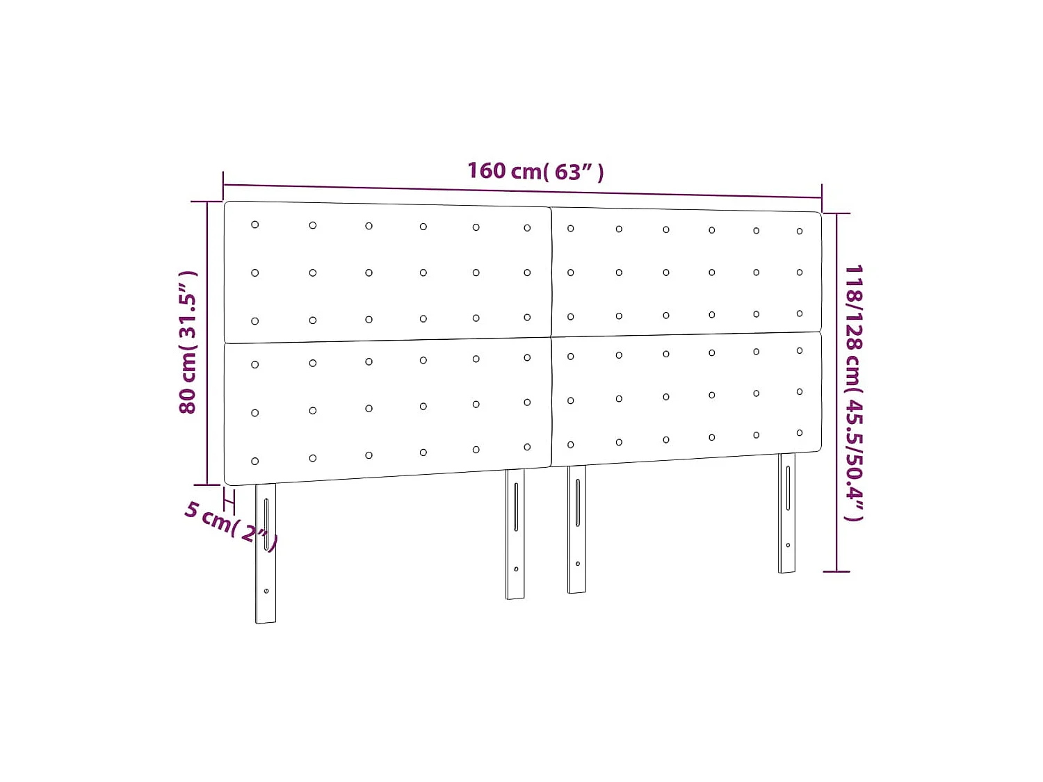 Tête de Lit | Panneau de tête pour lit Moderne à LED Bleu 160x5x118/128 cm Tissu