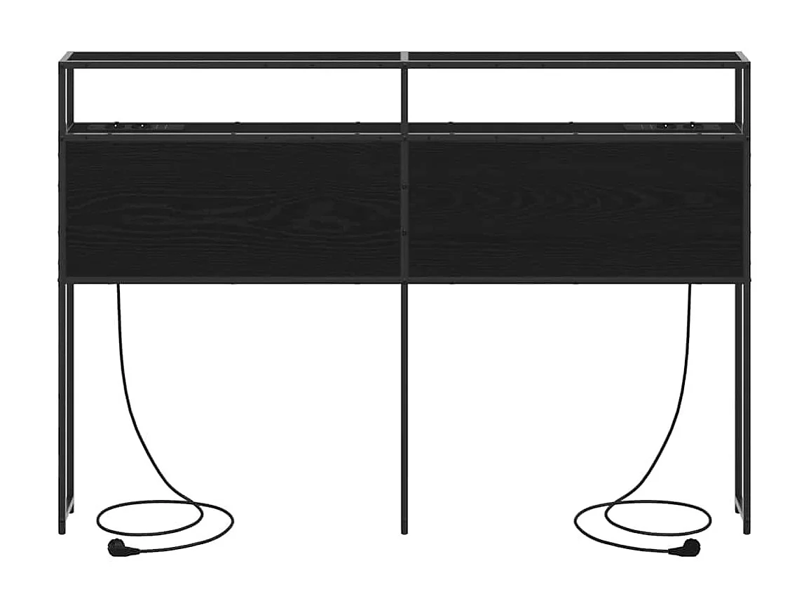 Mueble cabecero con almacenamiento | Cabecera de almacenamiento con estante Roble negro 150 cm