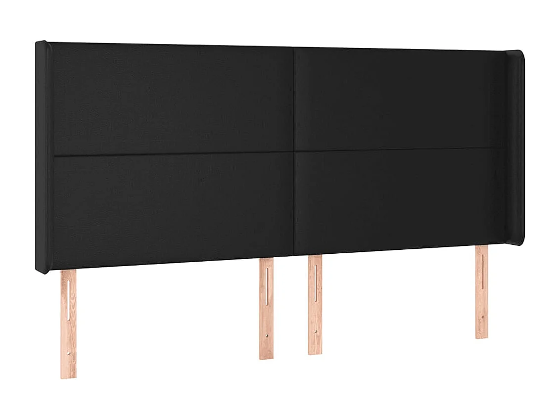 Hoofdbord | Hoofdeinde LED 203x16x118/128 cm kunstleer zwart