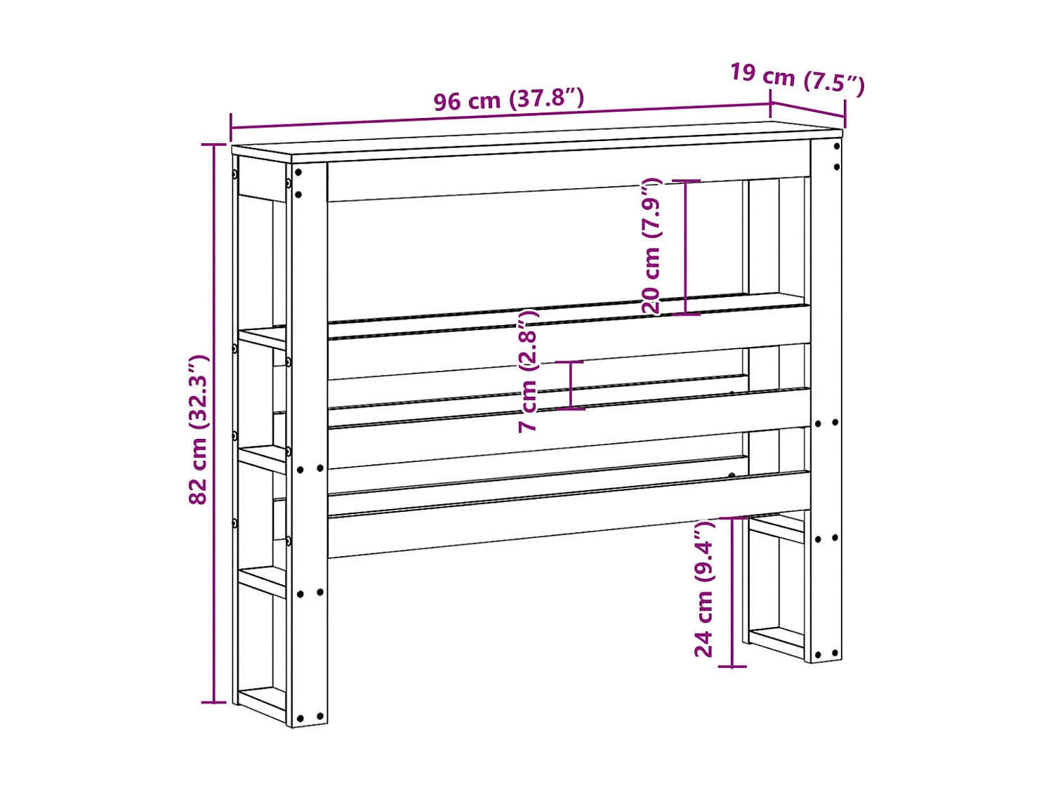 Tête de Lit | Panneau de tête pour lit Moderne avec étagères marron cire 90 cm bois massif de pin