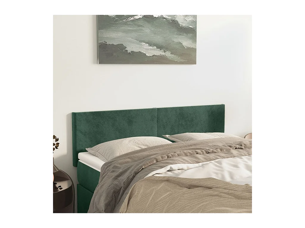 Cabeceros | Cabezal de cama | Mueble de cabecero 2 unidades terciopelo verde oscuro 72x5x78/88 cm