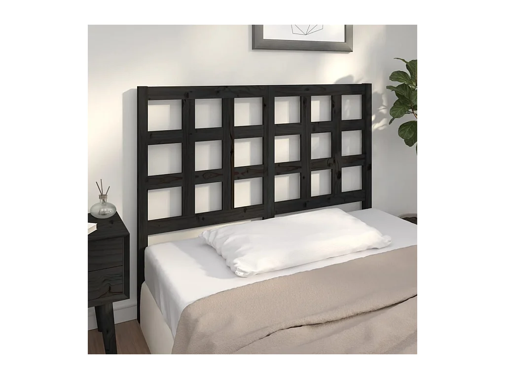 Cabecero de Cama | Cabezal de cama | Mueble de cabecero madera maciza de pino negro 125,5x4x100 cm