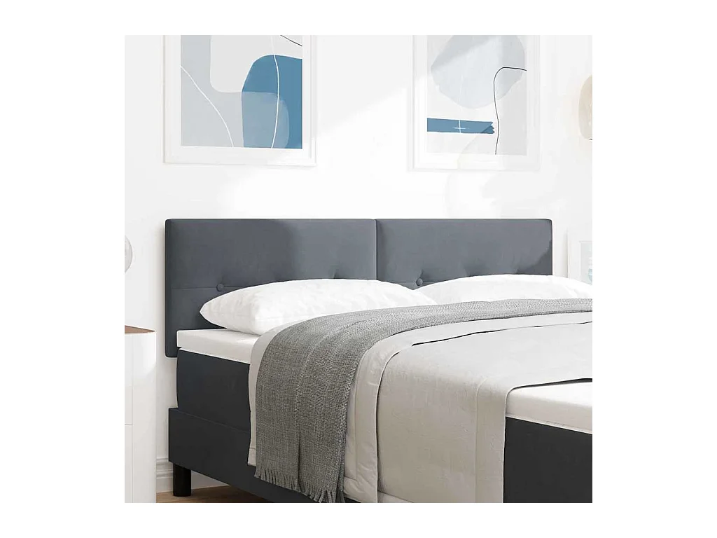 Cabecero | Cabezal de Cama | Mueble cabecero con luces de tiras LED Ajustable Gris 80 cm Terciopelo