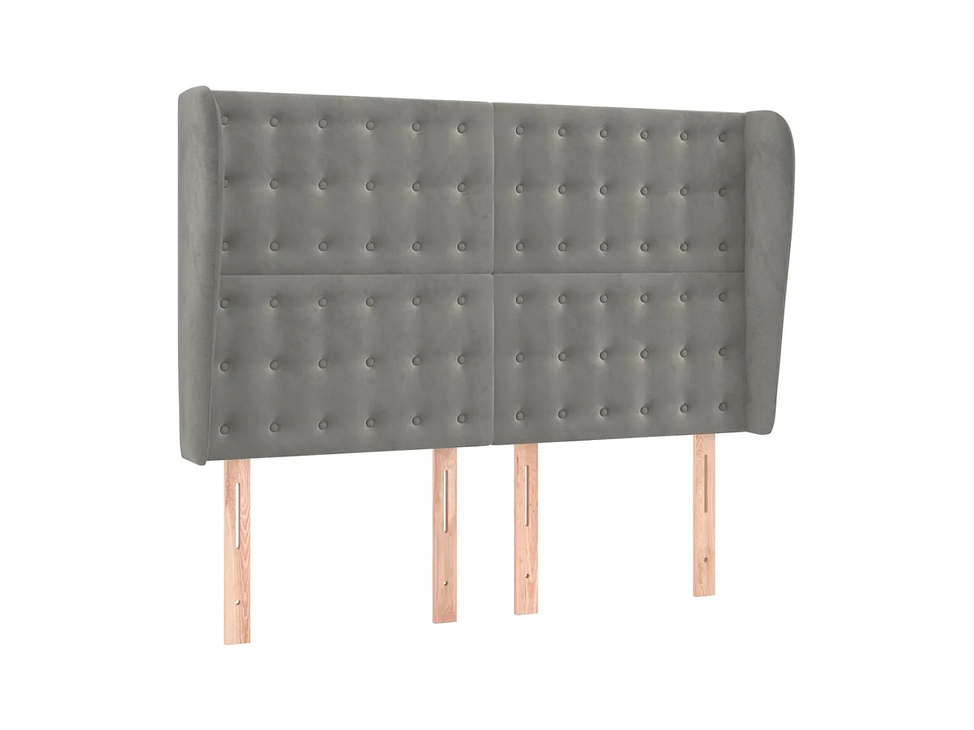 Cabecero | Cabezal de Cama | Mueble cabecero con orejas de terciopelo gris claro 147x23x118/128 cm