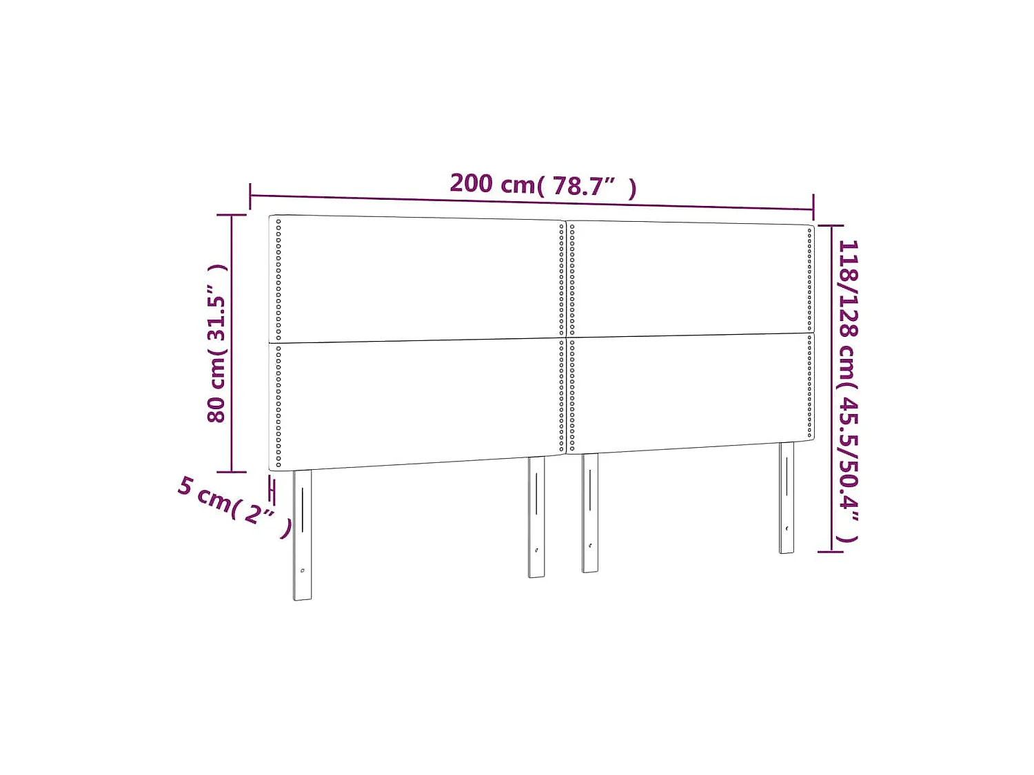 Tête de Lit | Panneau de tête pour lit Moderne à LED Gris foncé 200x5x118/128 cm Tissu