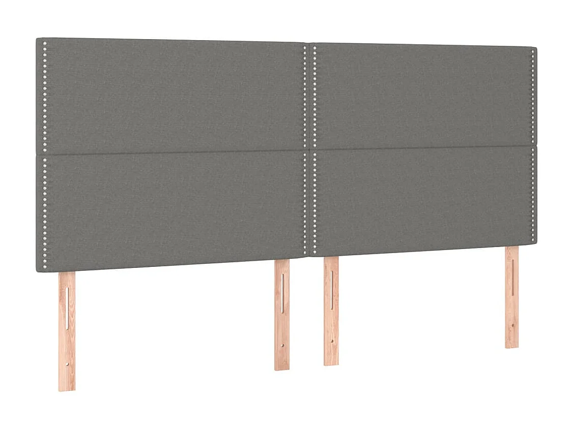 Tête de Lit | Panneau de tête pour lit Moderne à LED Gris foncé 200x5x118/128 cm Tissu