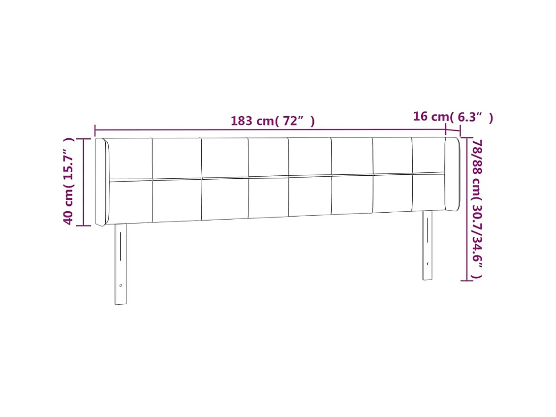 Mueble cabecero | Cabezal de cama | Cabecero con LED de tela gris taupe 183x16x78/88 cm