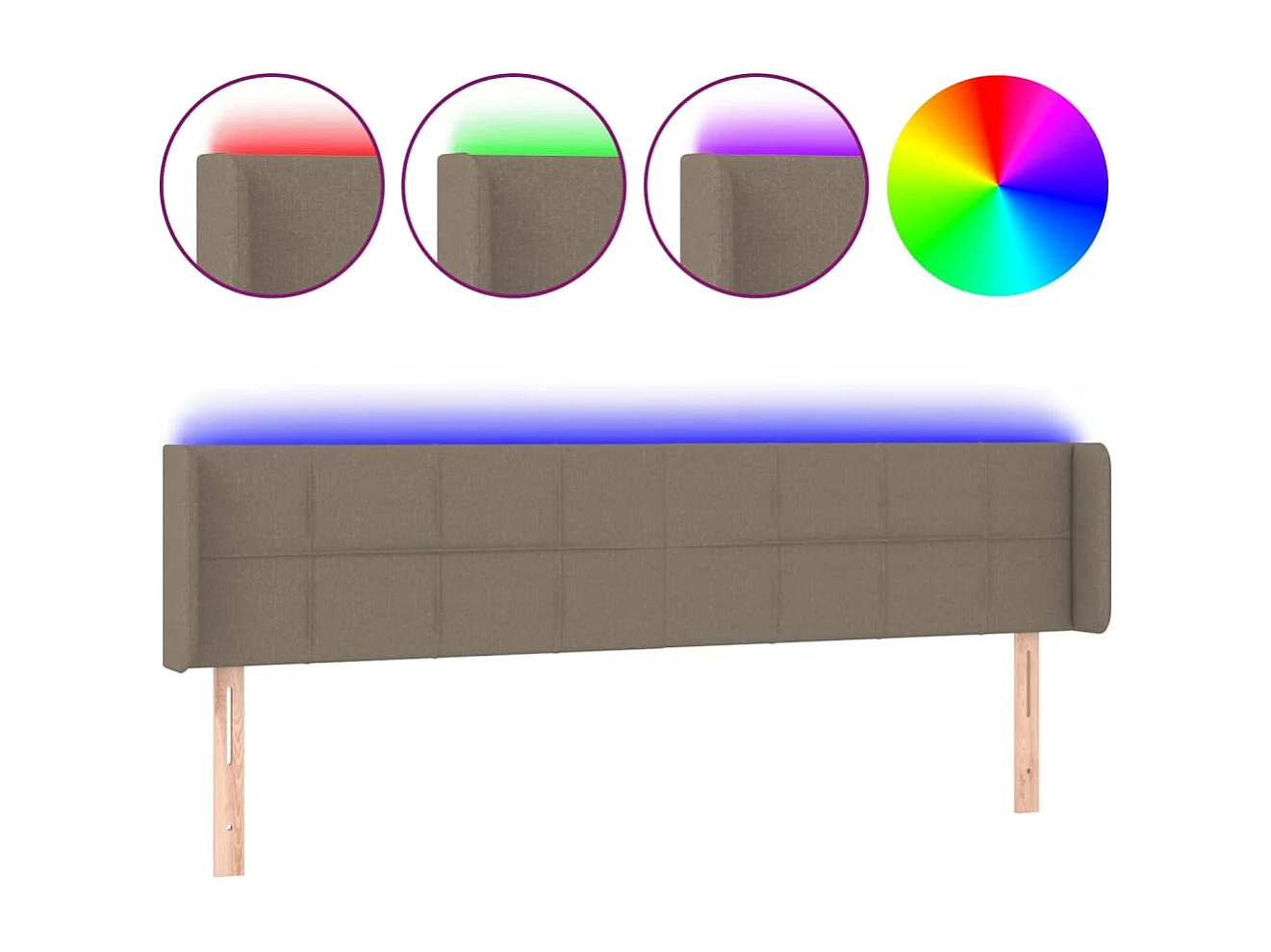 Tête de Lit | Panneau de tête pour lit Moderne à LED Taupe 183x16x78/88 cm Tissu