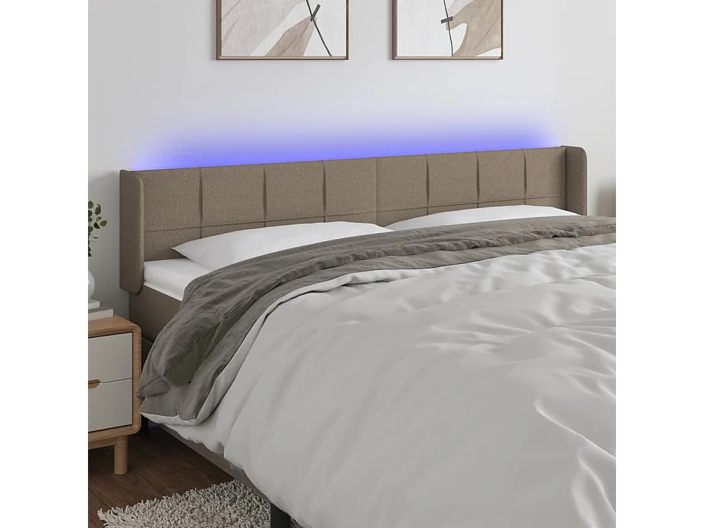 Hoofdbord | Hoofdeinde LED 183x16x78/88 cm stof taupe