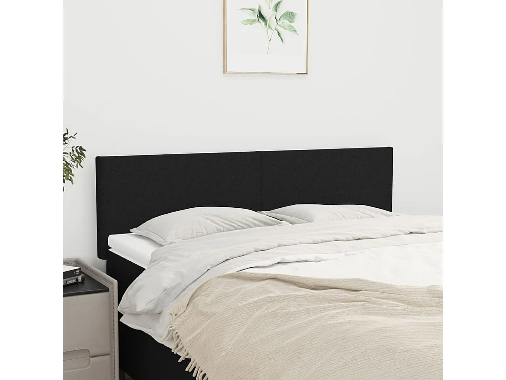 Têtes de lit | Panneaux de tête pour lit Moderne 2 pcs Noir 72x5x78/88 cm Tissu