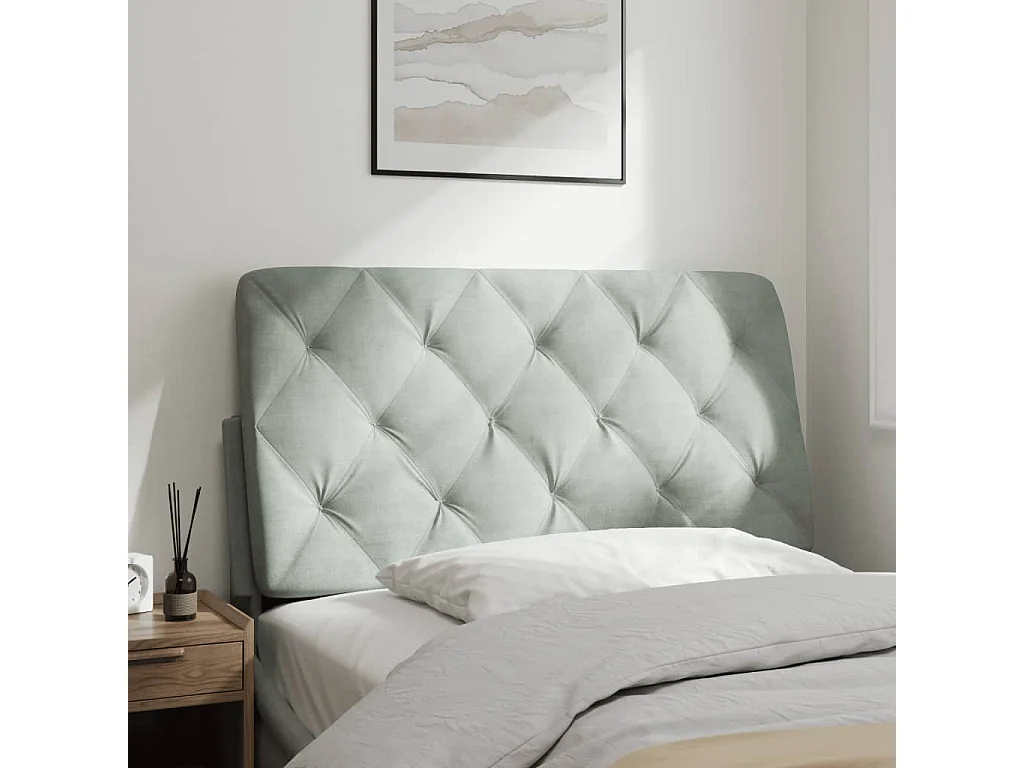 Tête de lit | Coussin de tête de lit | Tête de lit décoratif gris clair 100 cm velours