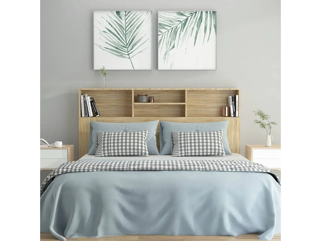 Tête de Lit avec rangement | Armoire de tête de lit chêne sonoma 160x19x103,5 cm