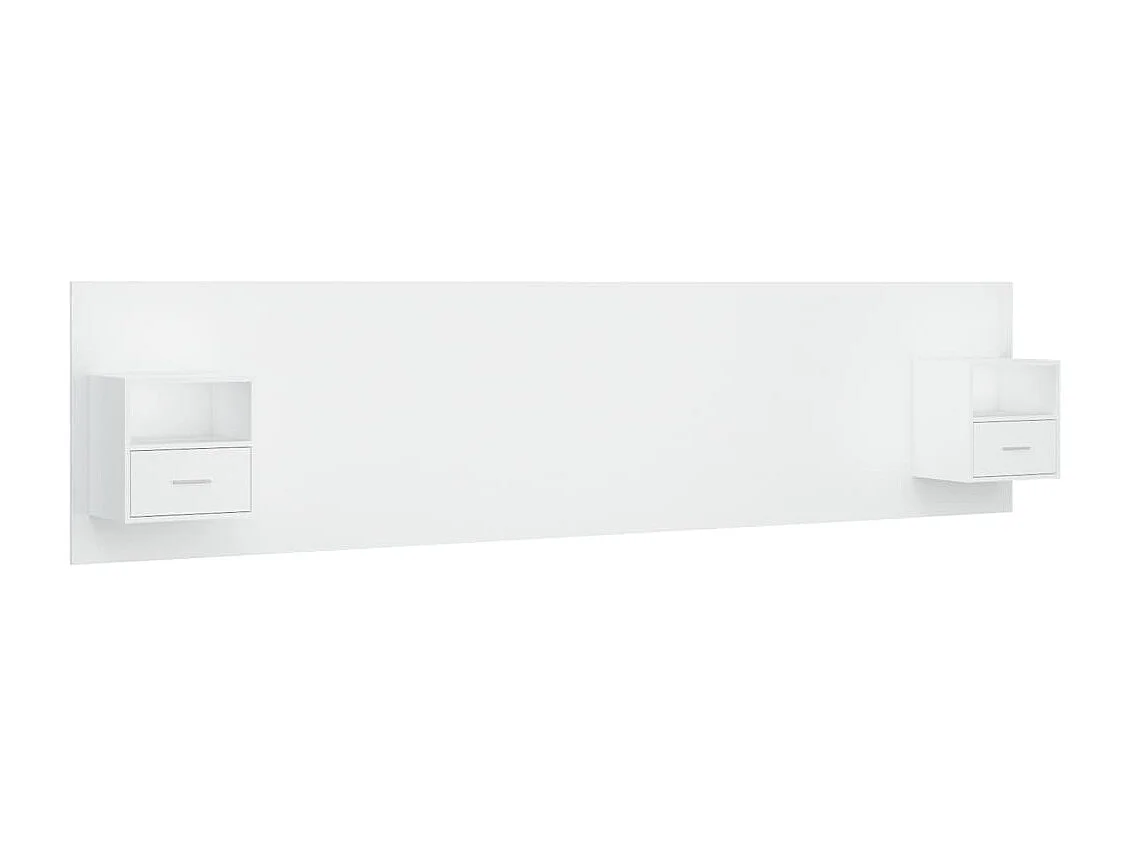 Cabecero de Cama | Cabezal de cama | Mueble de cabecero con mesitas madera contrachapada blanco