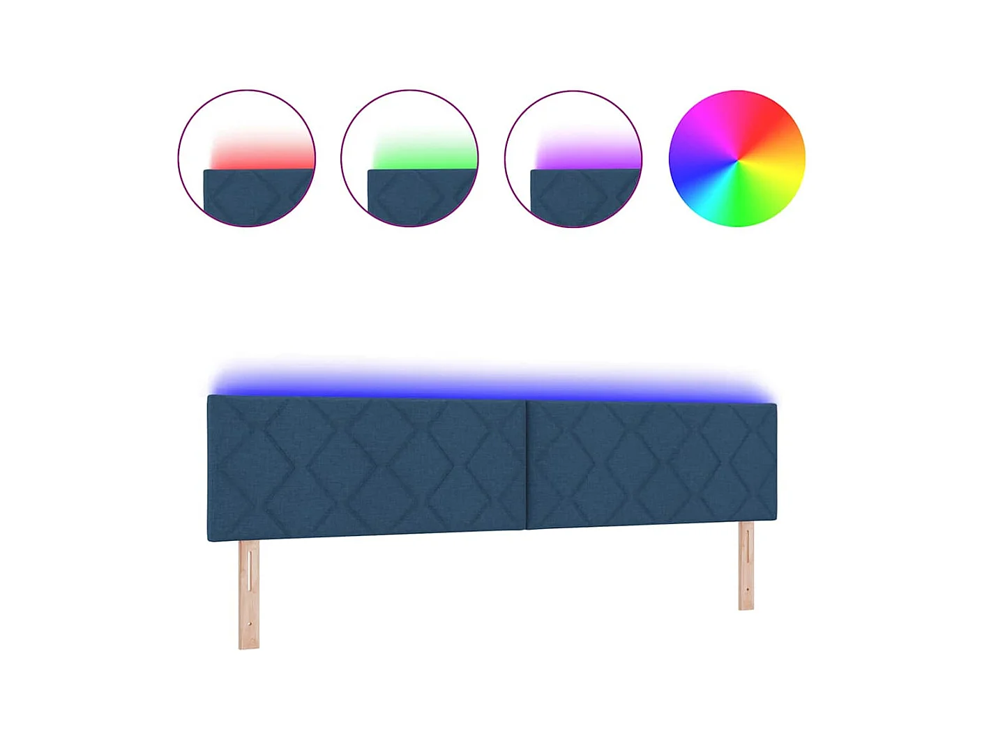 Tête de Lit | Panneau de tête pour lit Moderne avec des lumières à LED Réglable Bleu 200 cm tissu