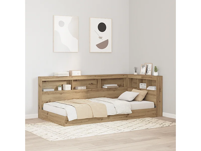 Tête de Lit de rangement | Panneau de tête pour lit avec étagère chêne artisanal 75 cm