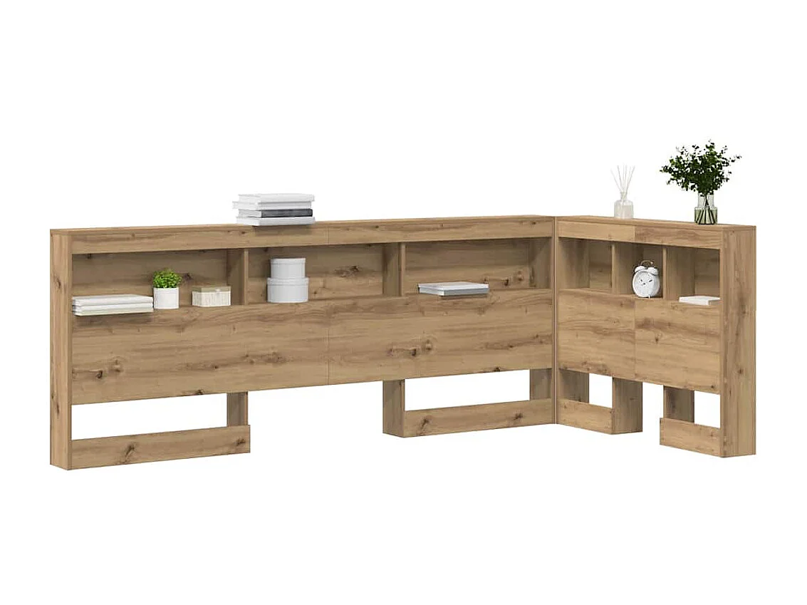 Tête de Lit de rangement | Panneau de tête pour lit avec étagère chêne artisanal 75 cm
