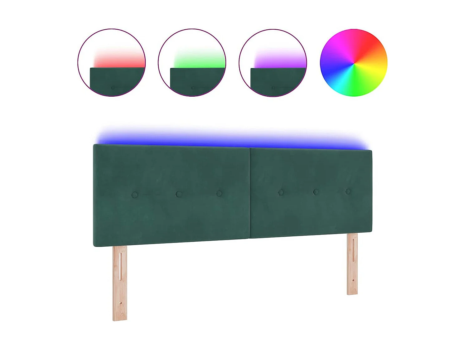 Cabecero | Cabezal de Cama | Mueble cabecero con luces de tiras LED Verde 72 cm Terciopelo