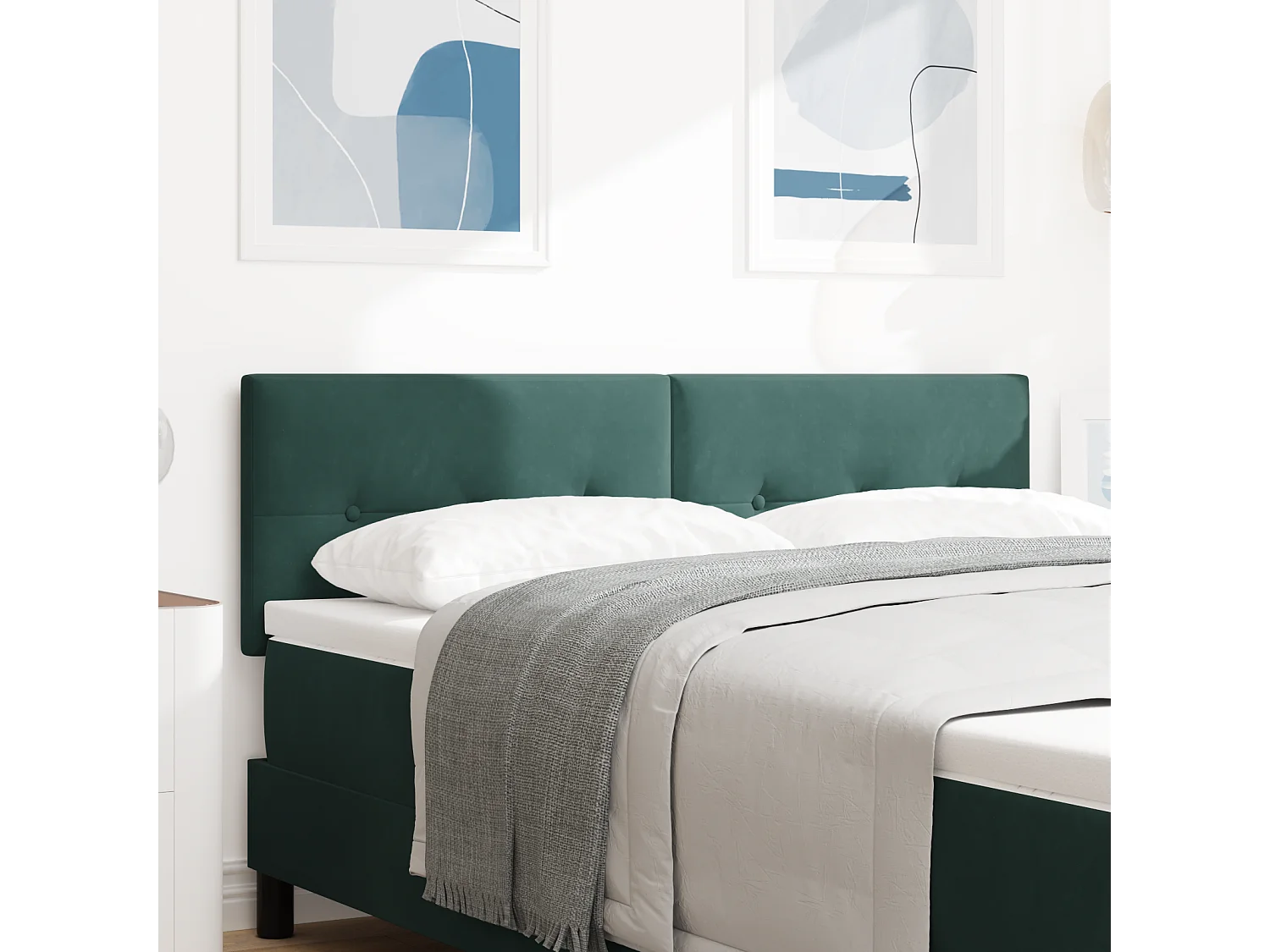 Cabecero | Cabezal de Cama | Mueble cabecero con luces de tiras LED Verde 72 cm Terciopelo