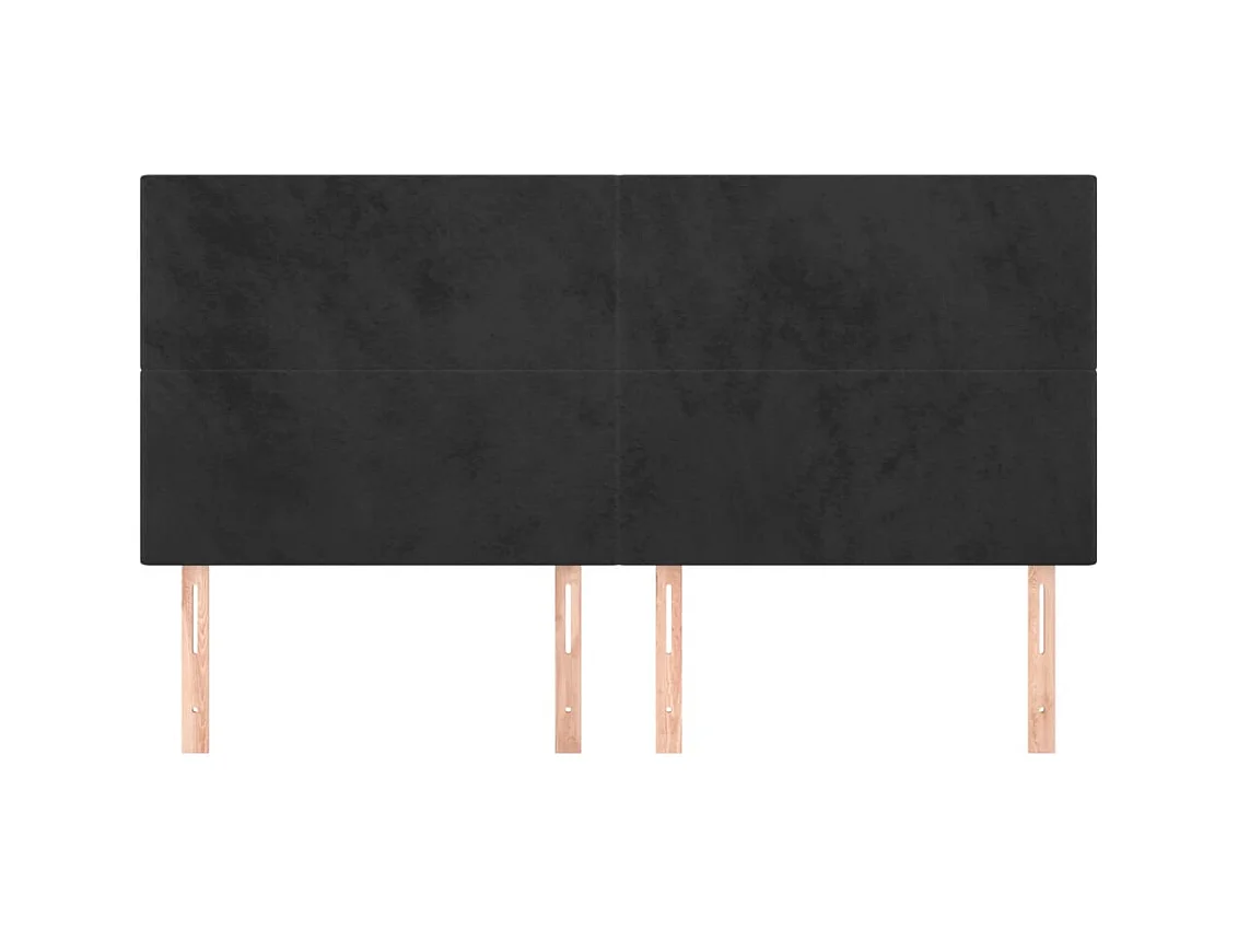 Cabeceros | Cabezal de cama | Mueble de cabecero 4 unidades de terciopelo negro 90x5x78/88 cm
