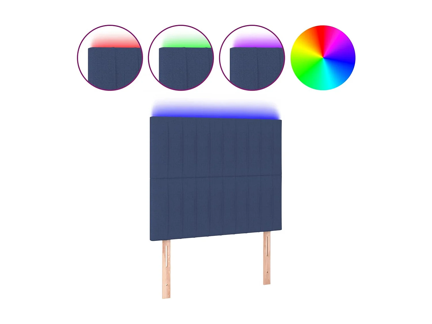 Hoofdbord | Hoofdeinde LED 90x5x118/128 cm stof blauw