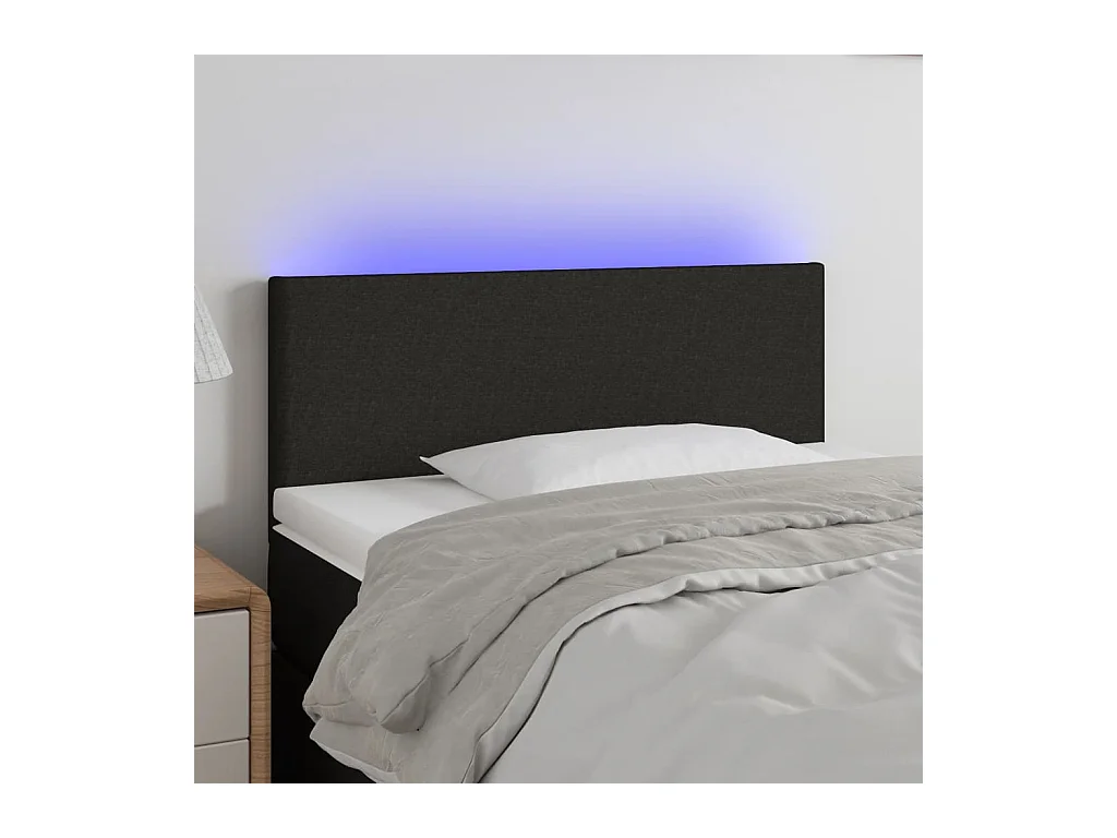 Tête de Lit | Panneau de tête pour lit Moderne à LED Noir 100x5x78/88 cm Tissu