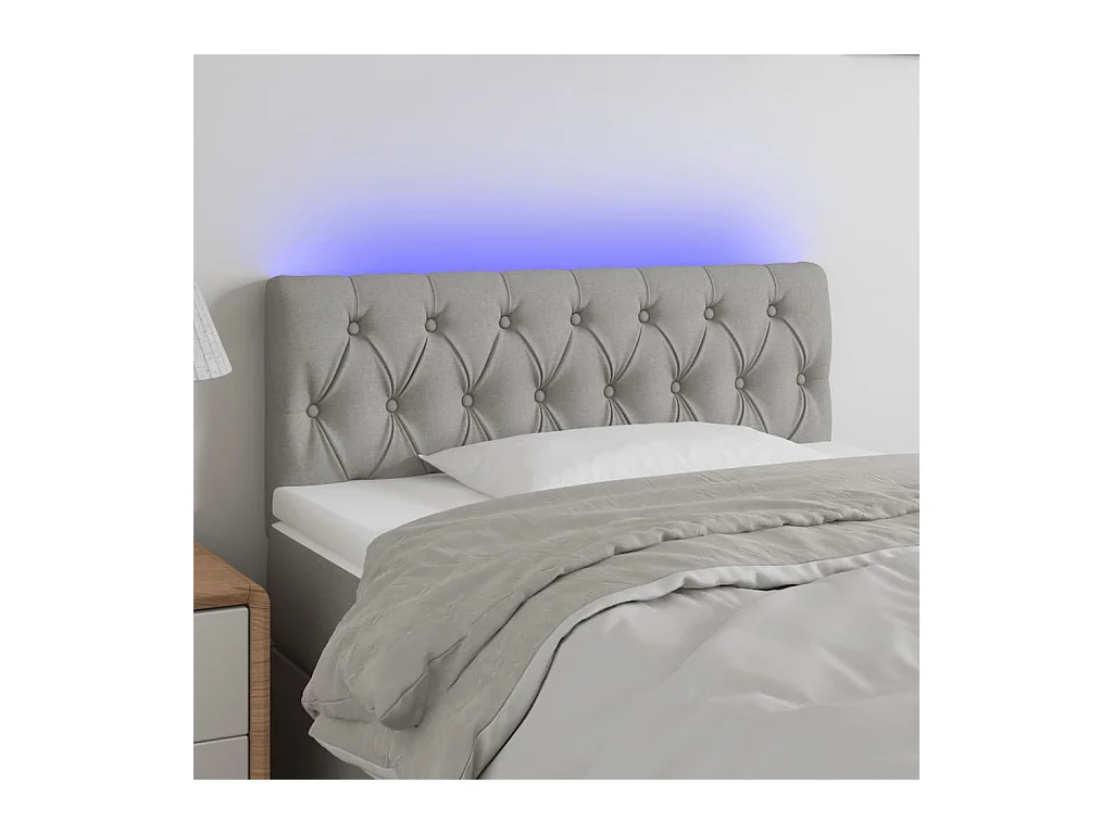 Mueble cabecero | Cabezal de cama | Cabecero con LED de tela gris claro 90x7x78/88 cm