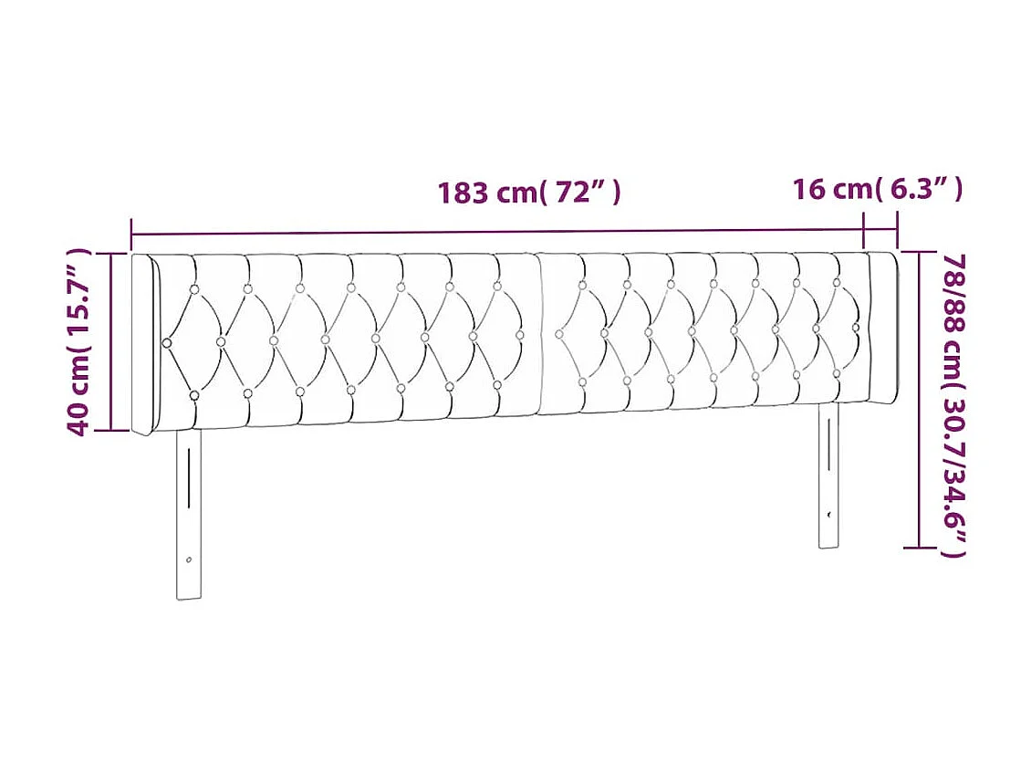 Mueble cabecero | Cabezal de cama | Cabecero con LED de tela marrón oscuro 183x16x78/88 cm