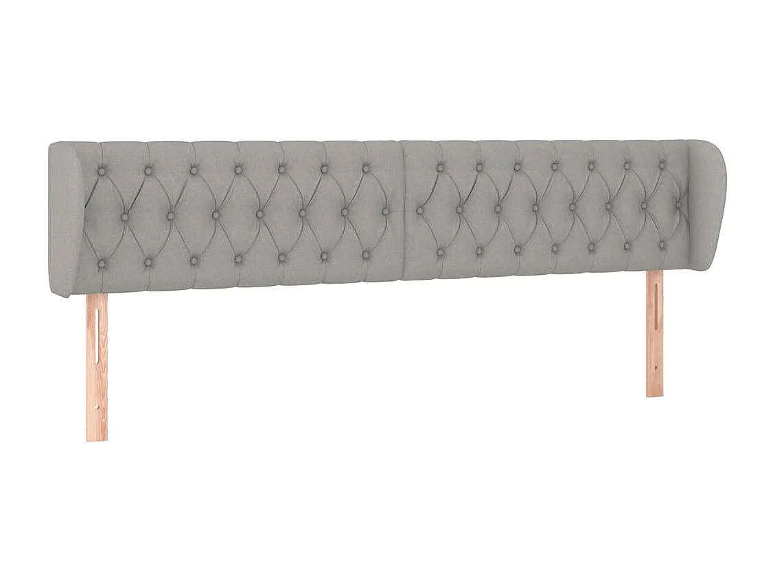 Tête de Lit | Panneau de tête pour lit Moderne avec oreilles Gris clair 183x23x78/88 cm Tissu