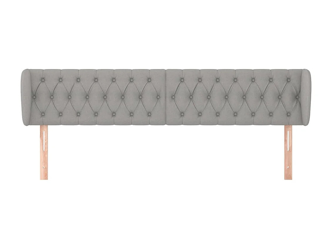 Tête de Lit | Panneau de tête pour lit Moderne avec oreilles Gris clair 183x23x78/88 cm Tissu