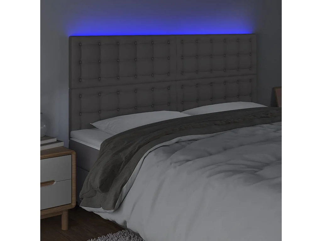 Hoofdbord | Hoofdeinde LED 200x5x118/128 cm kunstleer grijs
