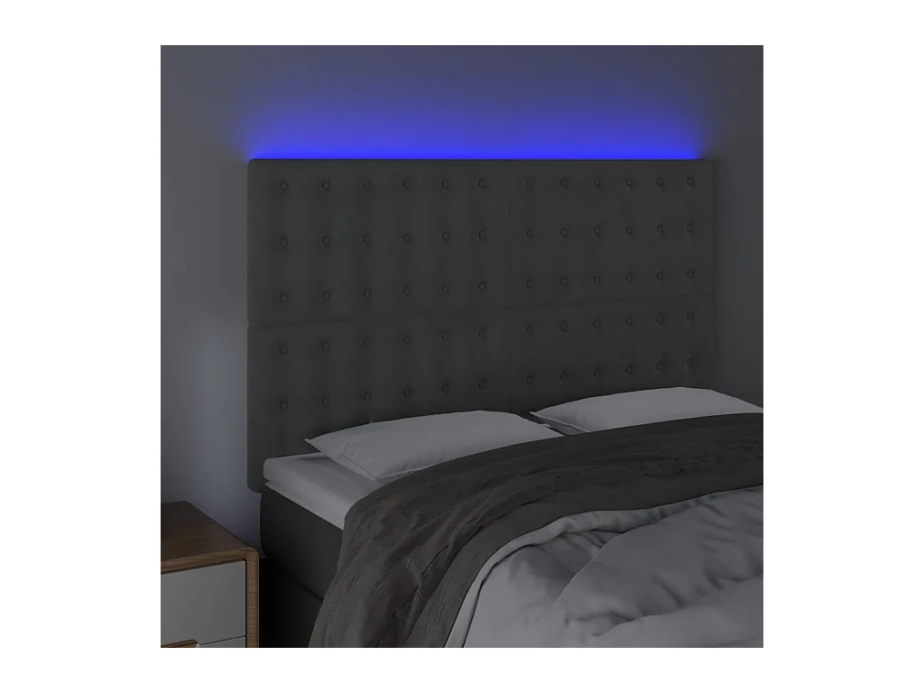 Cabecero | Cabezal de Cama | Mueble cabecero con luces LED terciopelo gris claro 144x5x118/128 cm