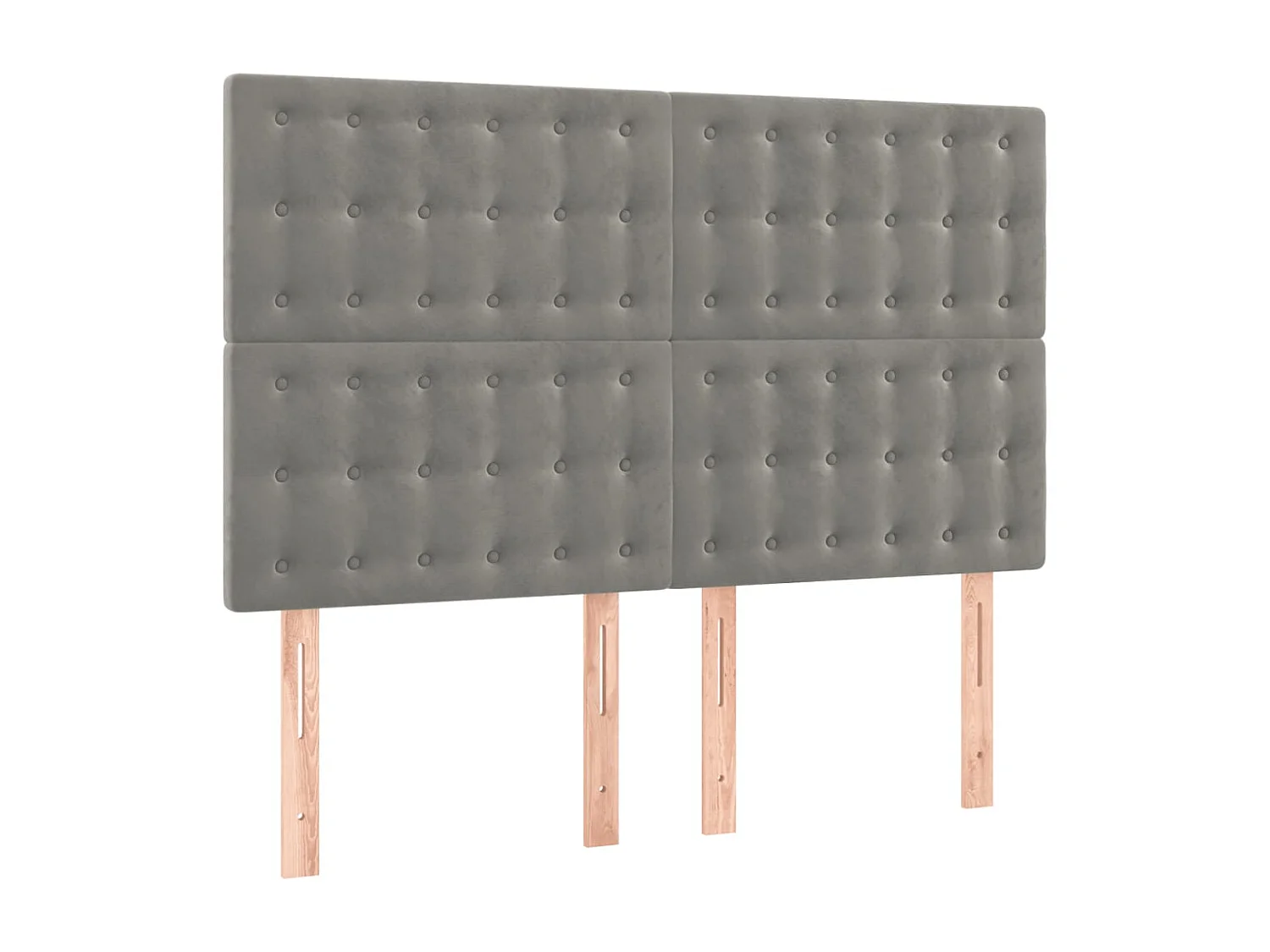 Tête de Lit | Panneau de tête pour lit Moderne à LED Gris clair 144x5x118/128 cm Velours