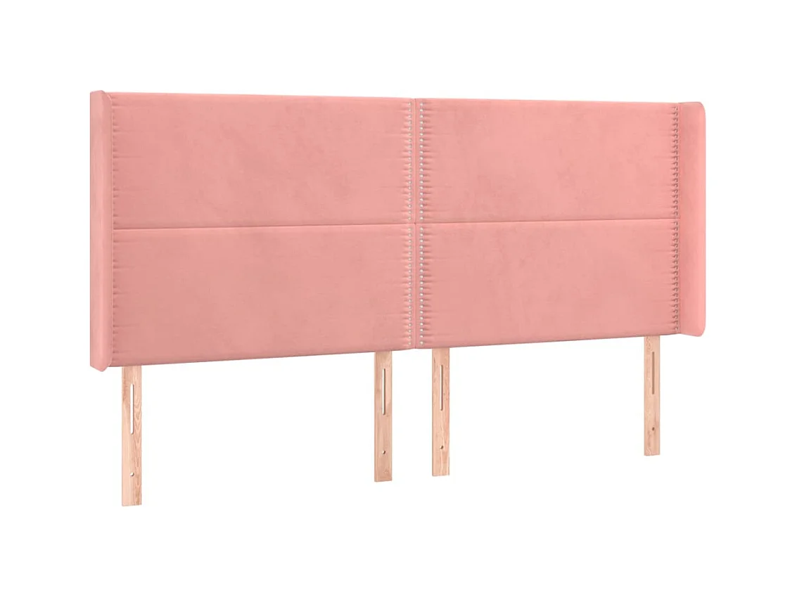 Tête de Lit | Panneau de tête pour lit Moderne à LED Rose 163x16x118/128 cm Velours
