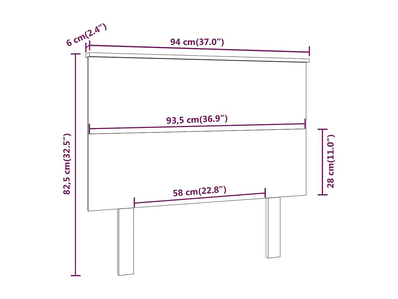 Hoofdbord | Hoofdeinde 94x6x82,5 cm massief grenenhout wit