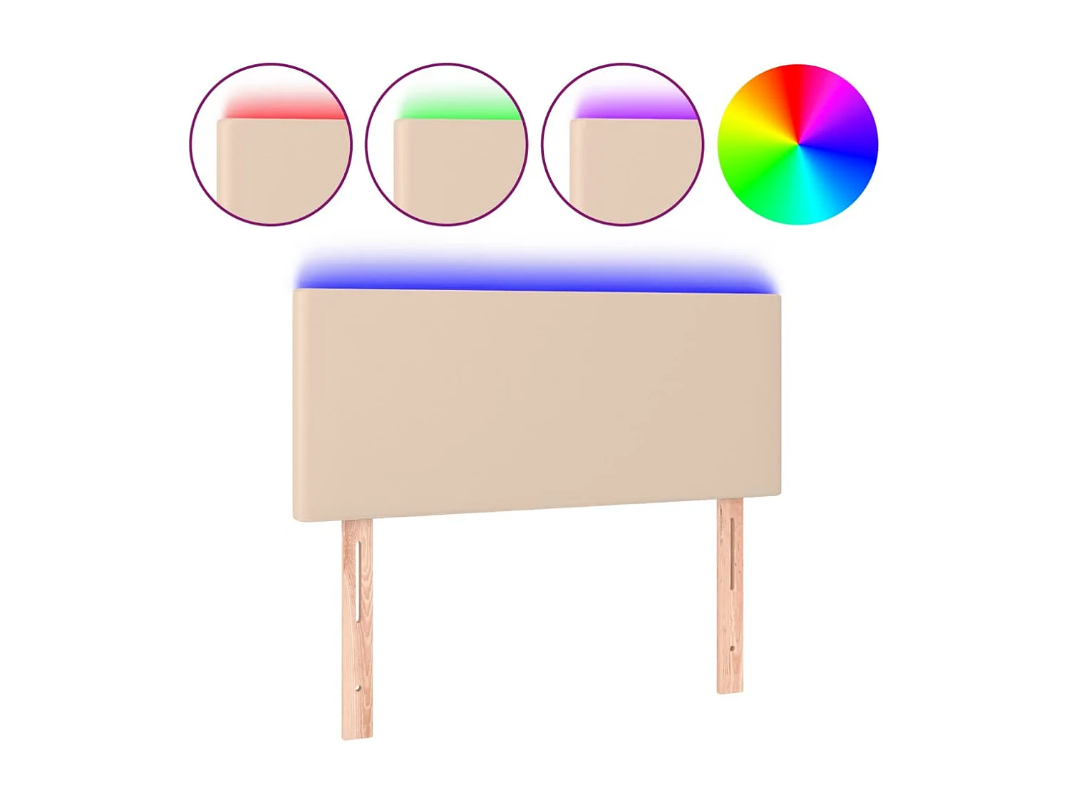 Cabecero | Cabezal de Cama | Mueble cabecero con LED cuero sintético color capuchino 100x5x78/88 cm