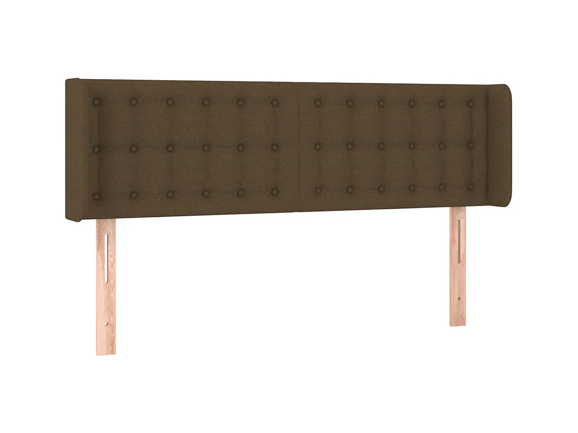 Mueble cabecero | Cabezal de cama | Cabecero con LED de tela marrón oscuro 147x16x78/88 cm