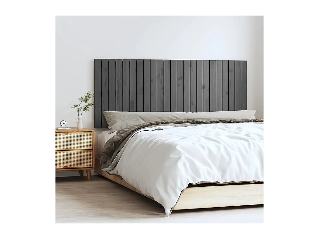 Cabecero de Cama | Cabezal de cama | Mueble de cabecero de pared madera maciza pino gris 147x3x60 cm