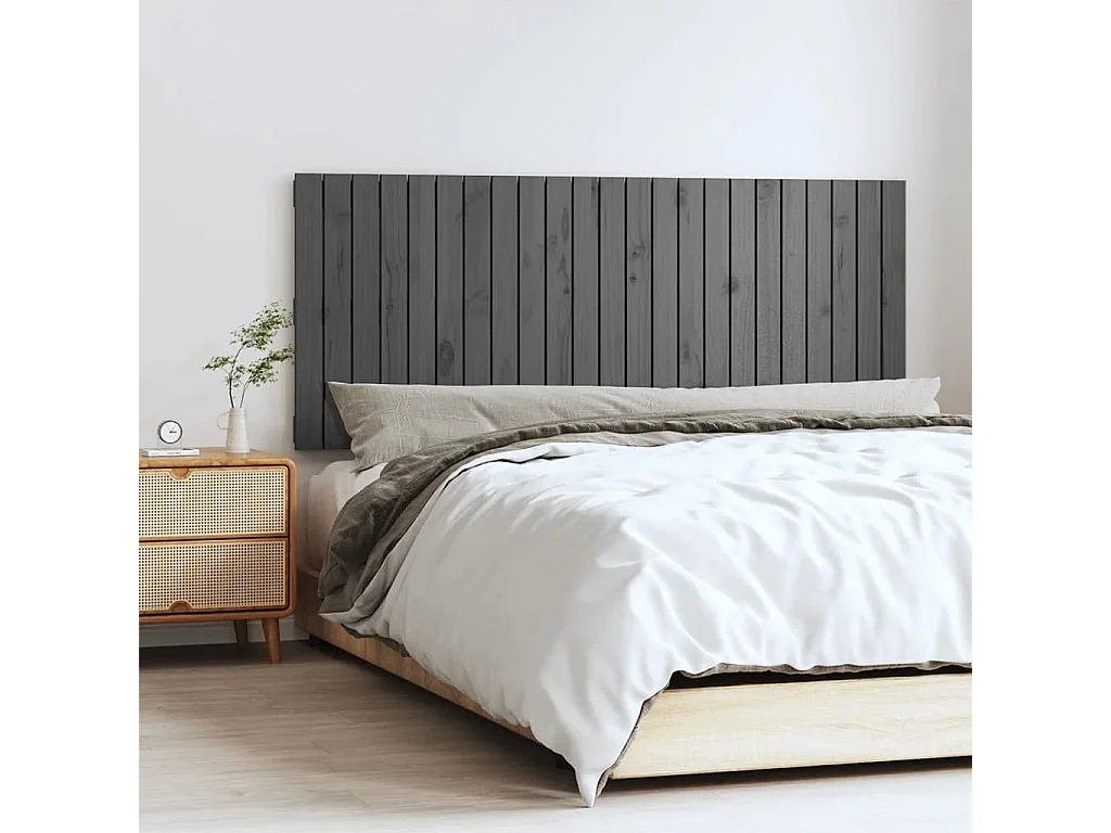 Tête de lit murale | Panneau de tête pour lit Moderne  Gris 147x3x60 cm Bois massif de pin