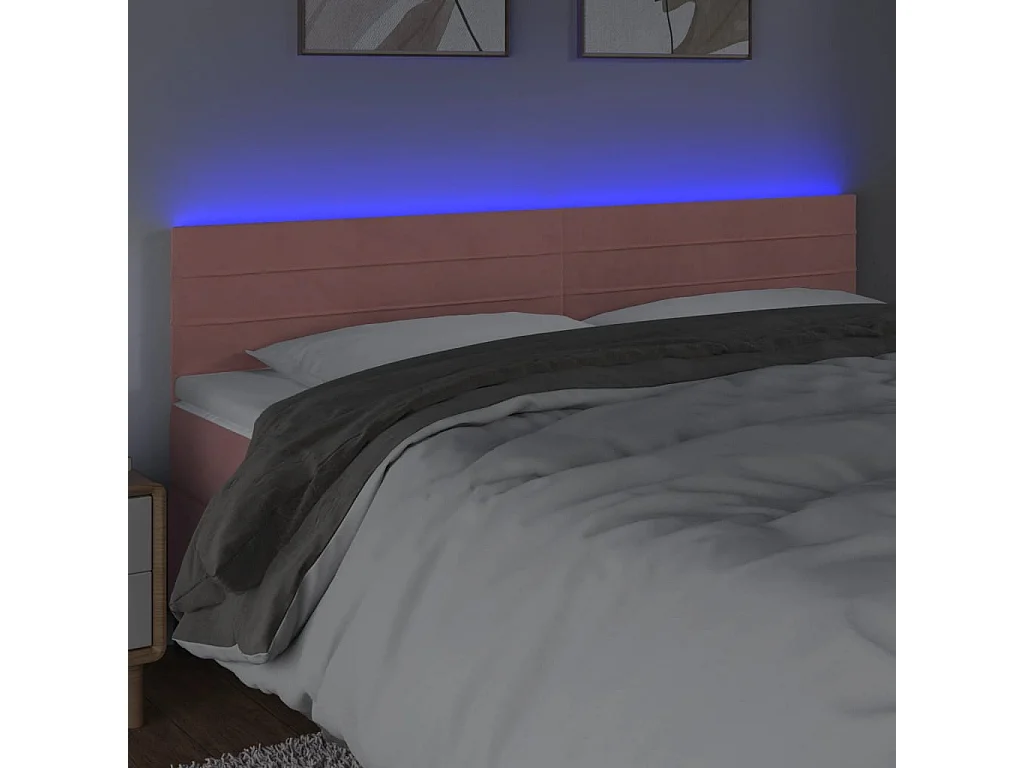 Hoofdbord | Hoofdeinde LED 160x5x78/88 cm fluweel roze