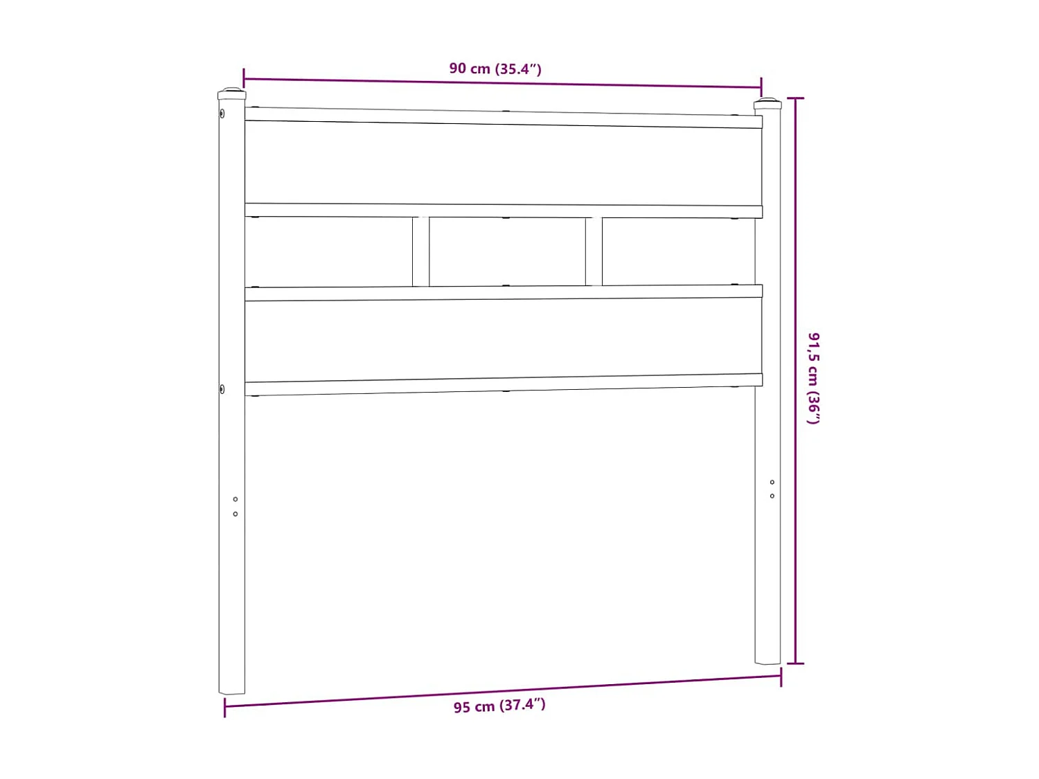 Tête de Lit | Panneau de tête pour lit Moderne chêne sonoma 90 cm fer et bois d’ingénierie