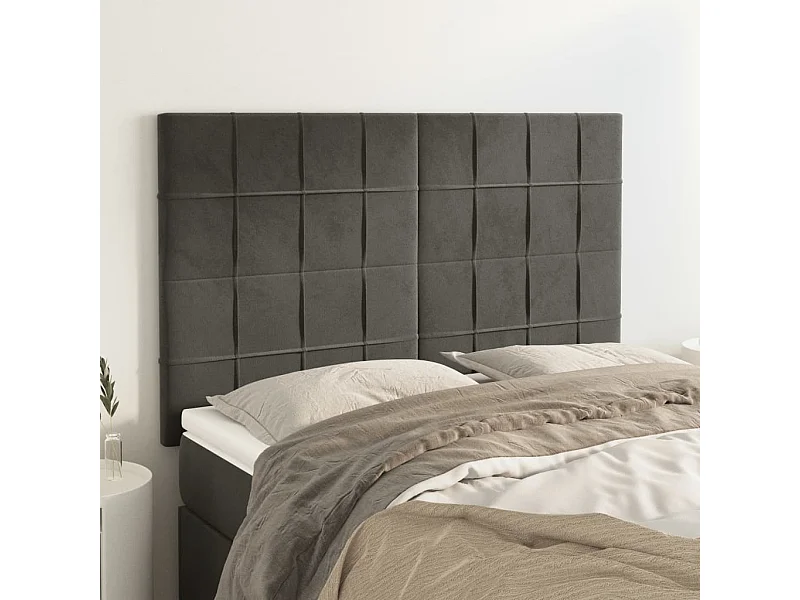 Cabeceros | Cabezal de cama | Mueble de cabecero 4 unidades terciopelo gris oscuro 72x5x78/88 cm