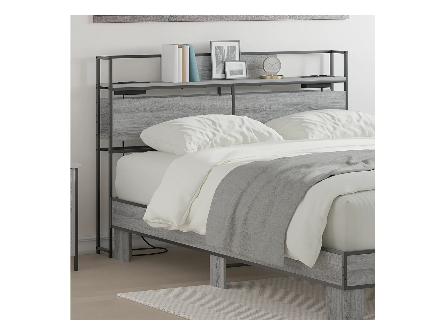 Tête de Lit de rangement | Panneau de tête pour lit Sonoma gris 160 cm Bois d'ingénierie