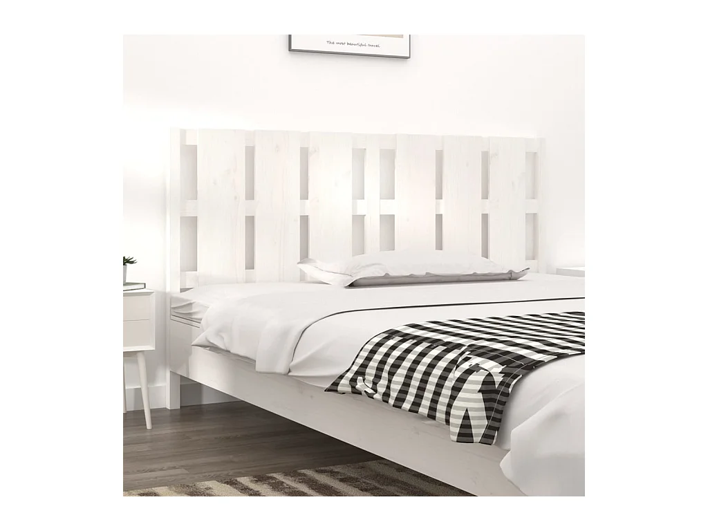 Cabecero de Cama | Cabezal de cama | Mueble de cabecero madera maciza de pino blanco 185,5x4x100 cm