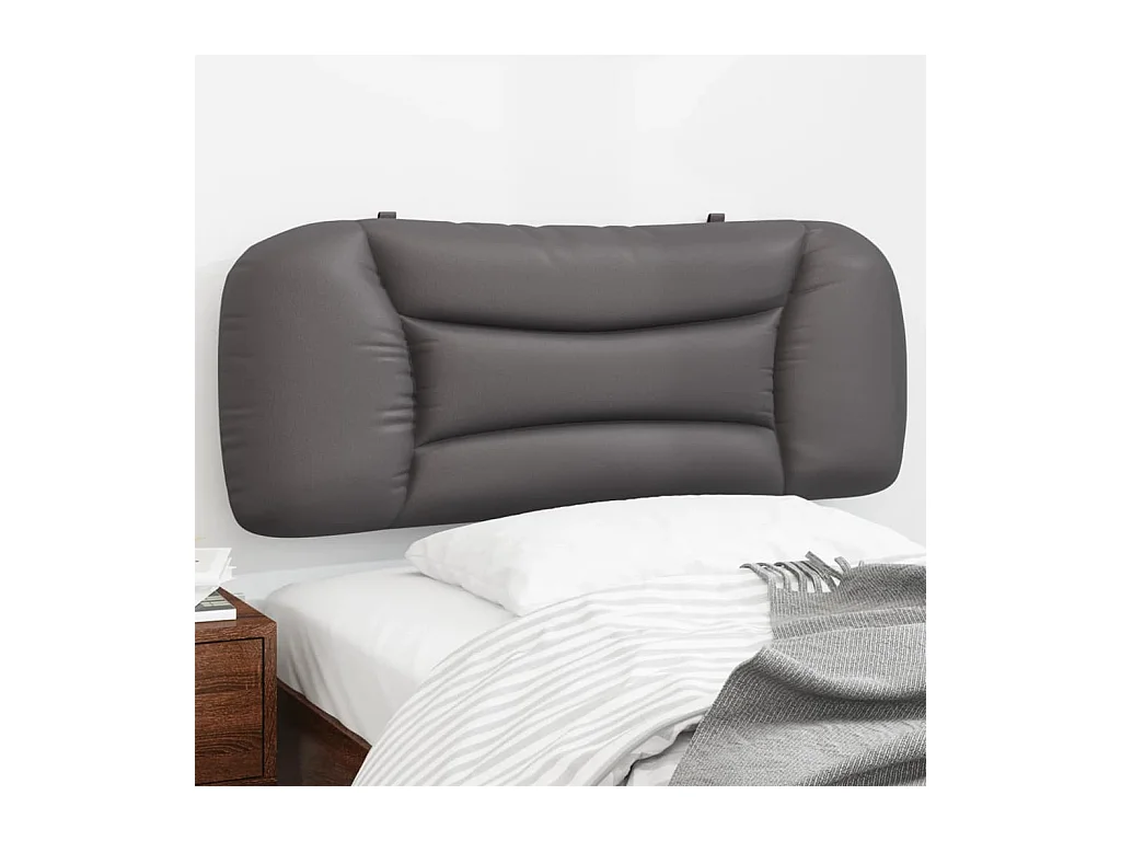 Cabecero de Cama | Cabezal de cama | Mueble de cabecero acolchado Hvar cuero sintético gris 100 cm