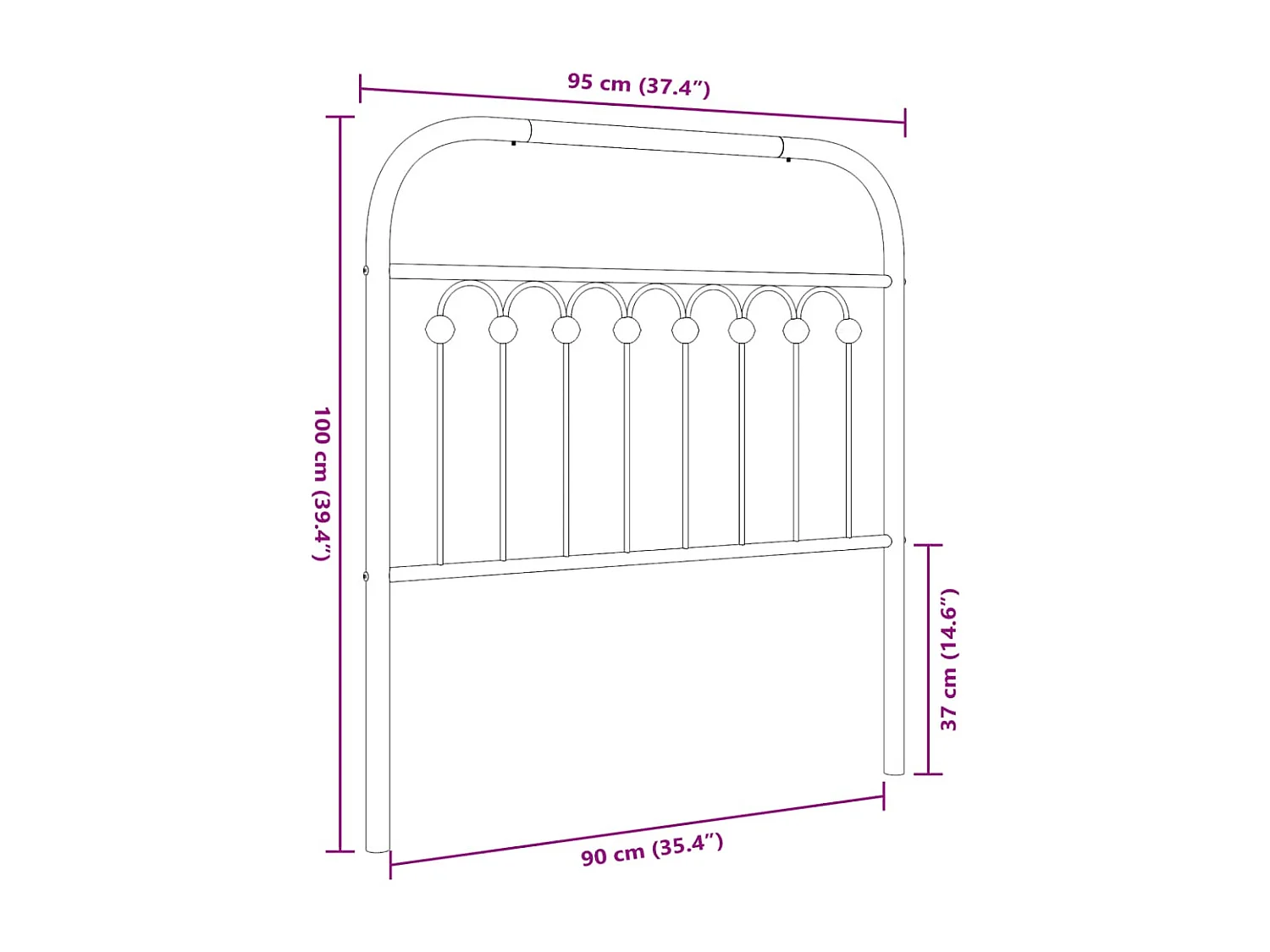 Mueble cabecero | Cabezal de cama | Cabecero de metal blanco 90 cm