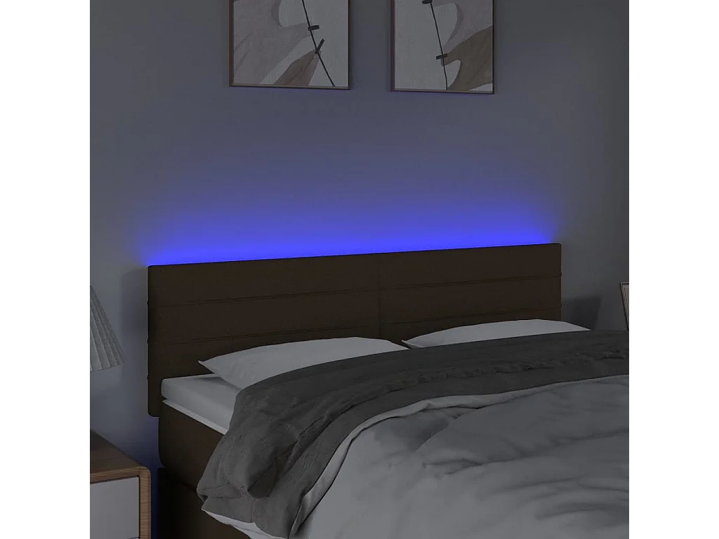 Hoofdbord | Hoofdeinde LED 144x5x78/88 cm stof donkerbruin